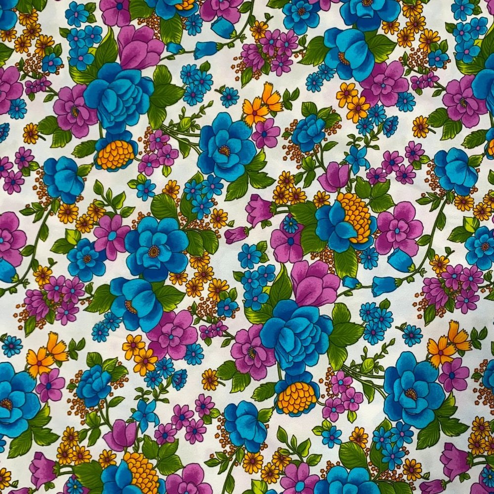 Vintage UNCUT MOD FLOWER POWER 1960s Fabric 3+ yards